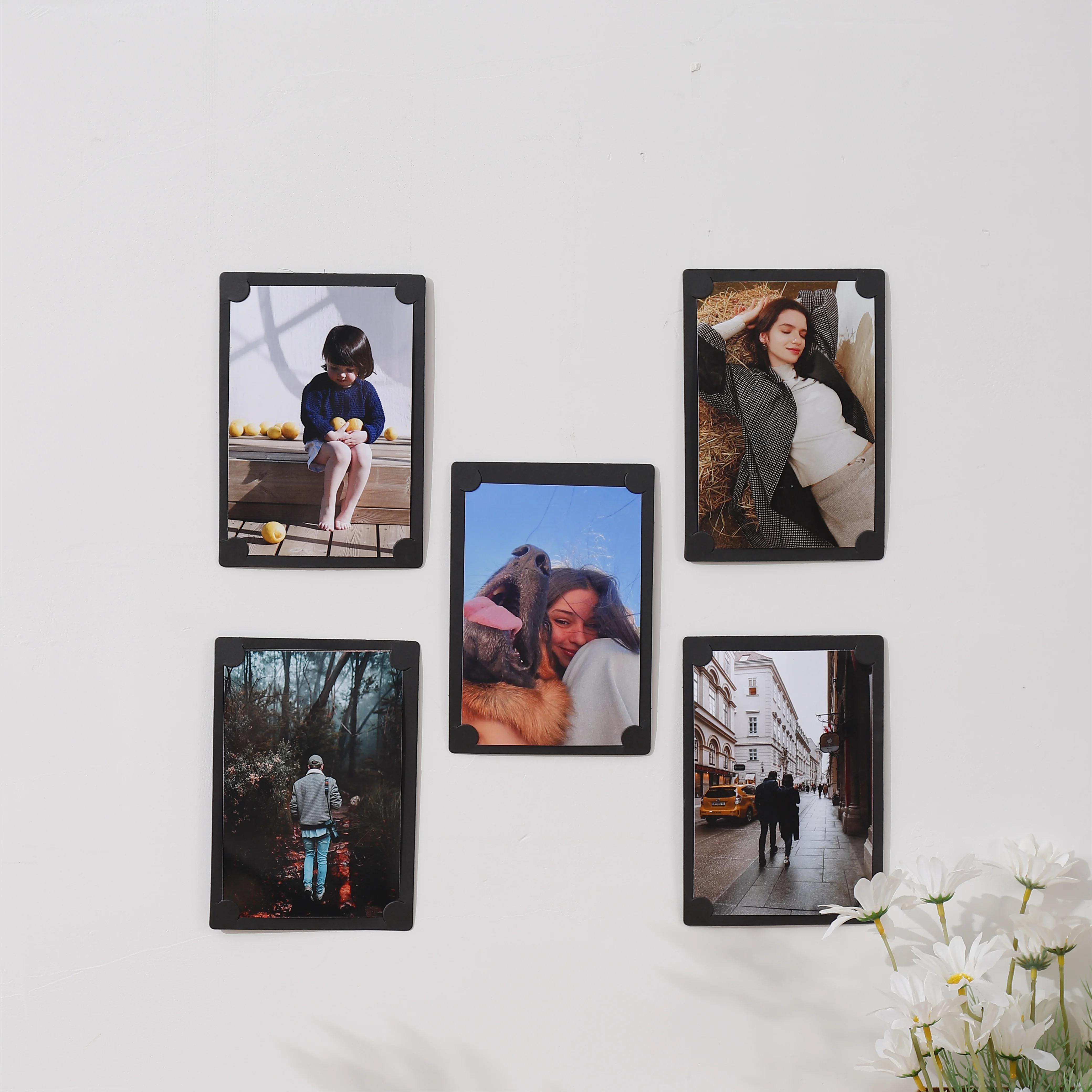 5pcs black indentation cardstock picture frame one double stand Cardstock picture frame Home decoration paper picture frame