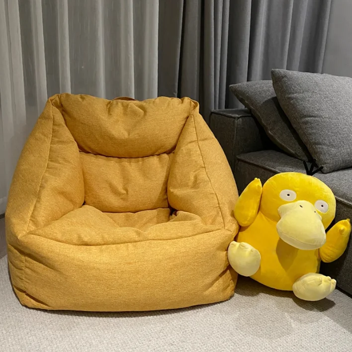 Luxury Imitation Synthetic Leather Compressed Foam Fluffy Leisure BeanBag Chair Sofa  Fabric Velvet Lazy Lounger Sofa