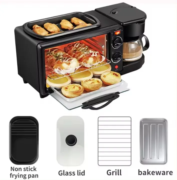 Multifunctional 3-in-1 Automatic Oven Toaster Light Food Machine Home Coffee Machine Breakfast Machine Multifunctional Use