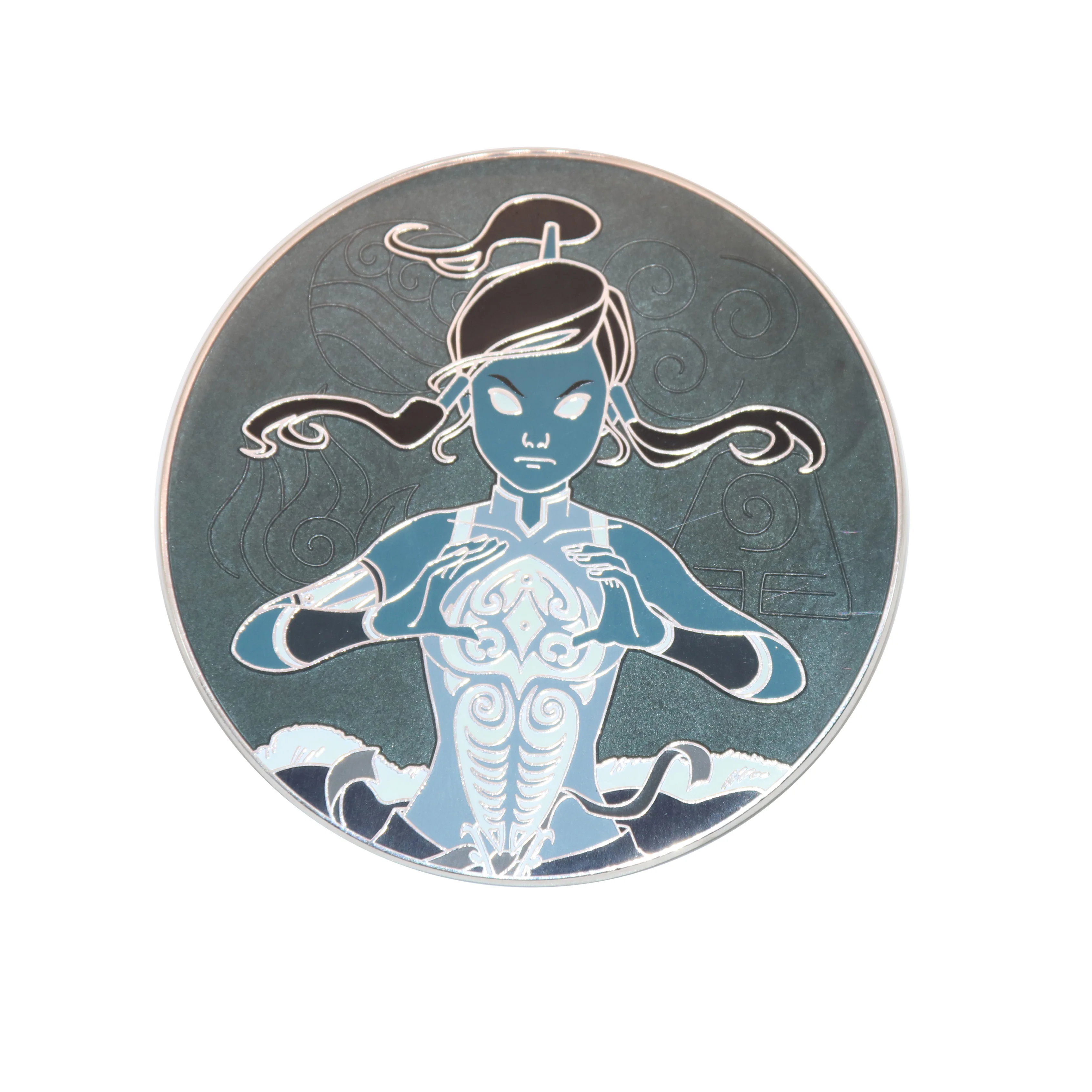 Badge Metal Pin with sandblast and screen printing