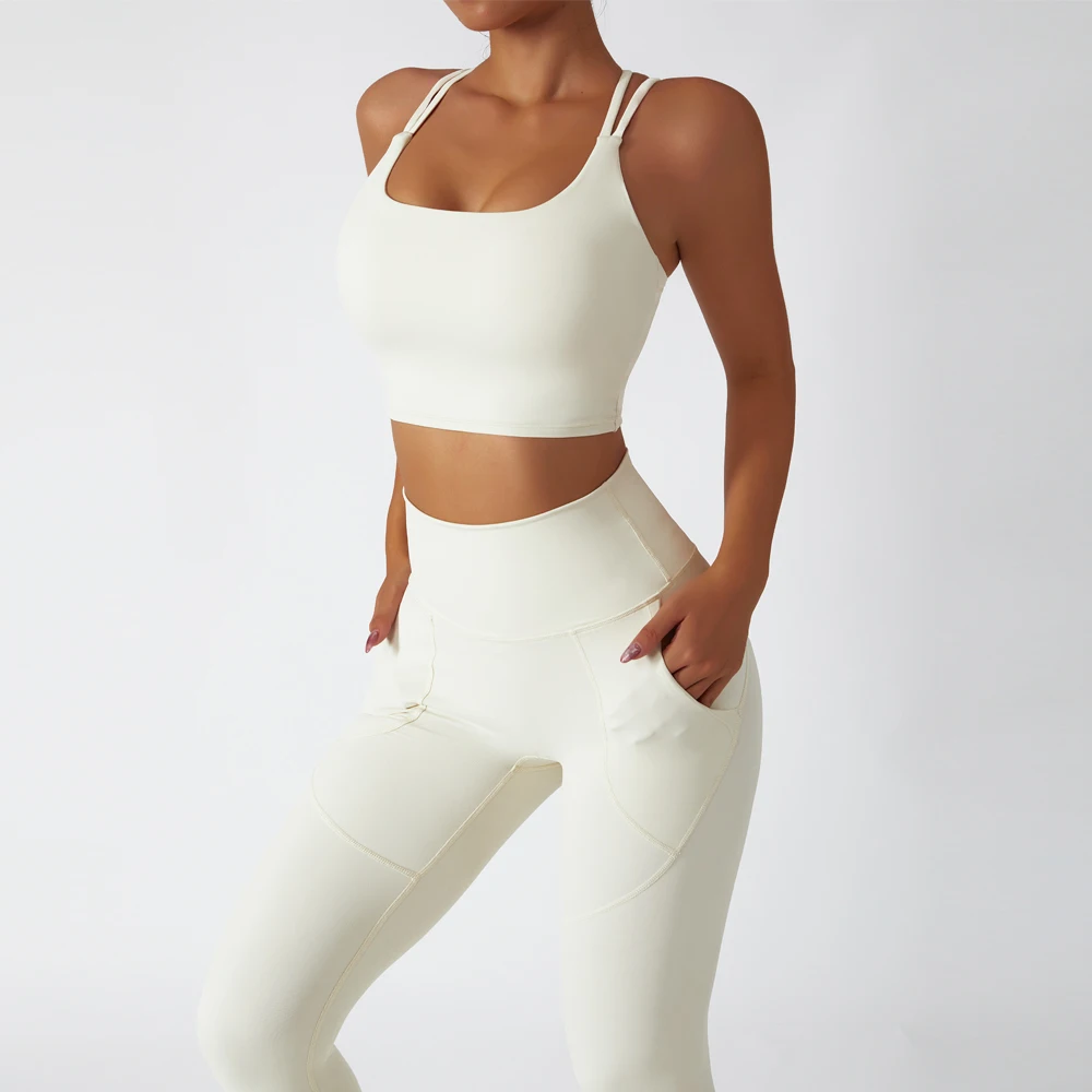 Eco Friendly Recycled Fabric 2 Piece With Pockets Leggings Women Active Wear Fitness & Yoga Wear Sports Bra Gym Fitness Sets