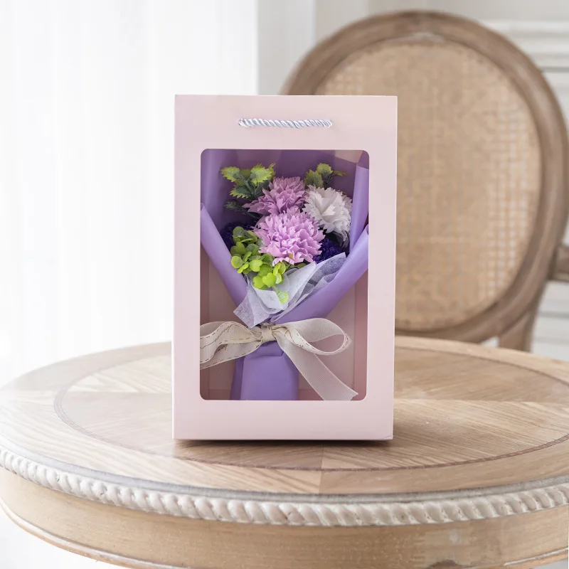 Unique Gift for her Never Withered Roses Soap Flower Bouquet 2 Balloons with Light Free Gift Box