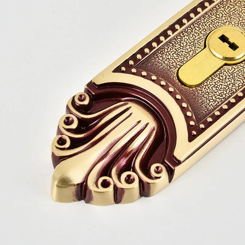 Global durable solid brass copper gold door handle for wooden doors