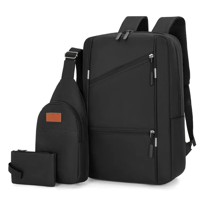 3PCS Set Men Laptop Business Backpack Bags Large Capacity Multi Pockets Anti-theft Mochila Knapsack With USB Charging Port