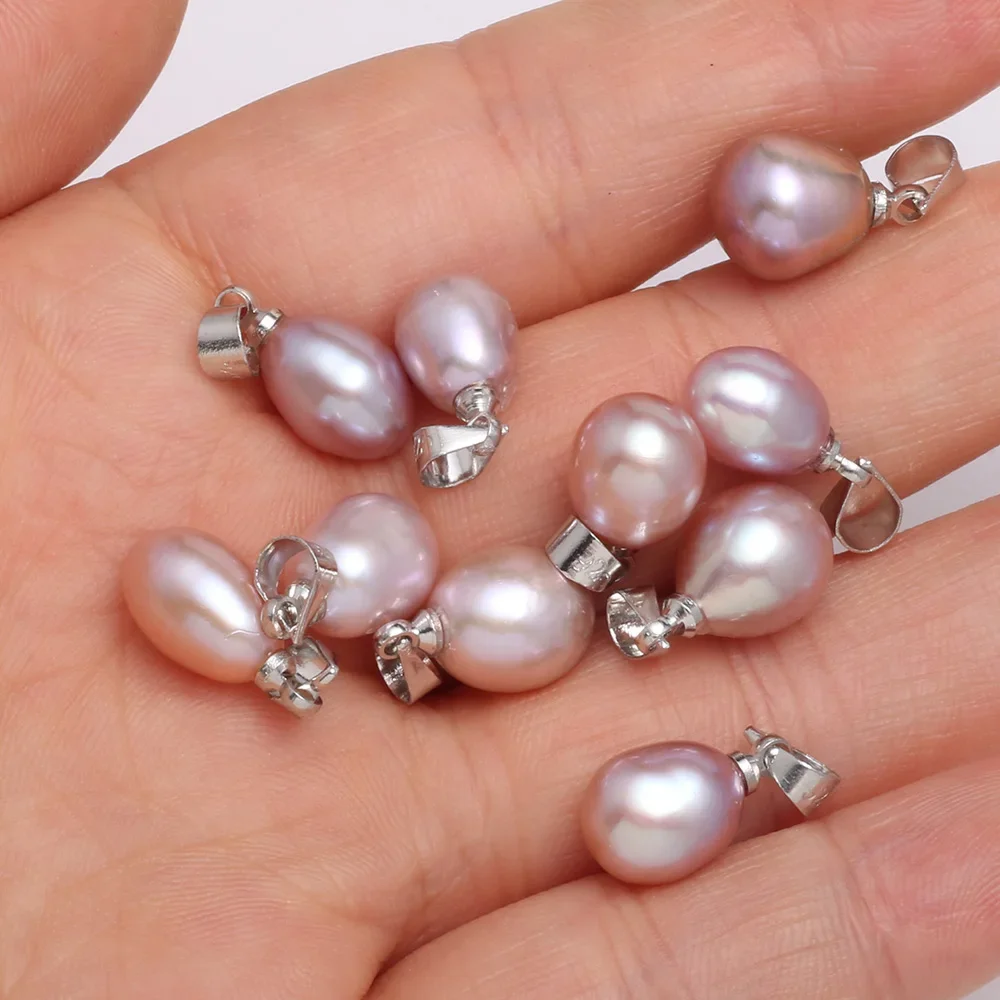 Natural Drop Shape Freshwater Pearl Pendant Rice charms for Jewelry Making DIY