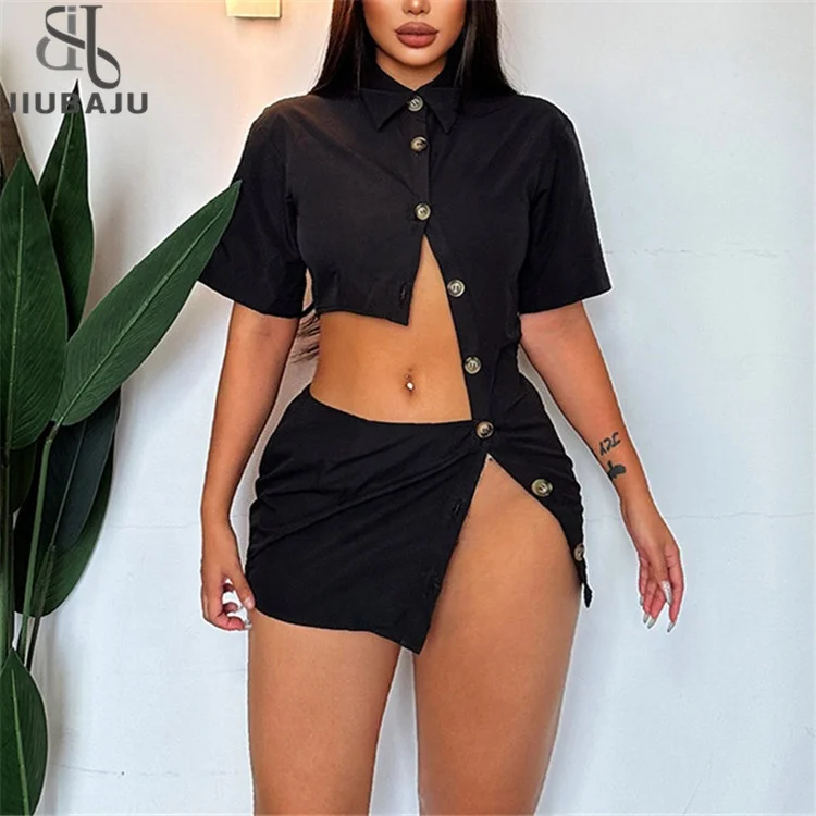 Asymmetric Cropped Mini Dress Summer For Women 2023 Streetwear Bodcyon Side Slit Short Dress
