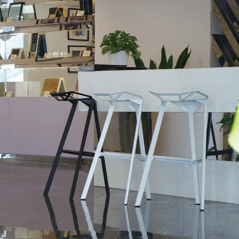 aluminum alloy breakfast villa bar hotel high chair metal frame industrial stool bar stools