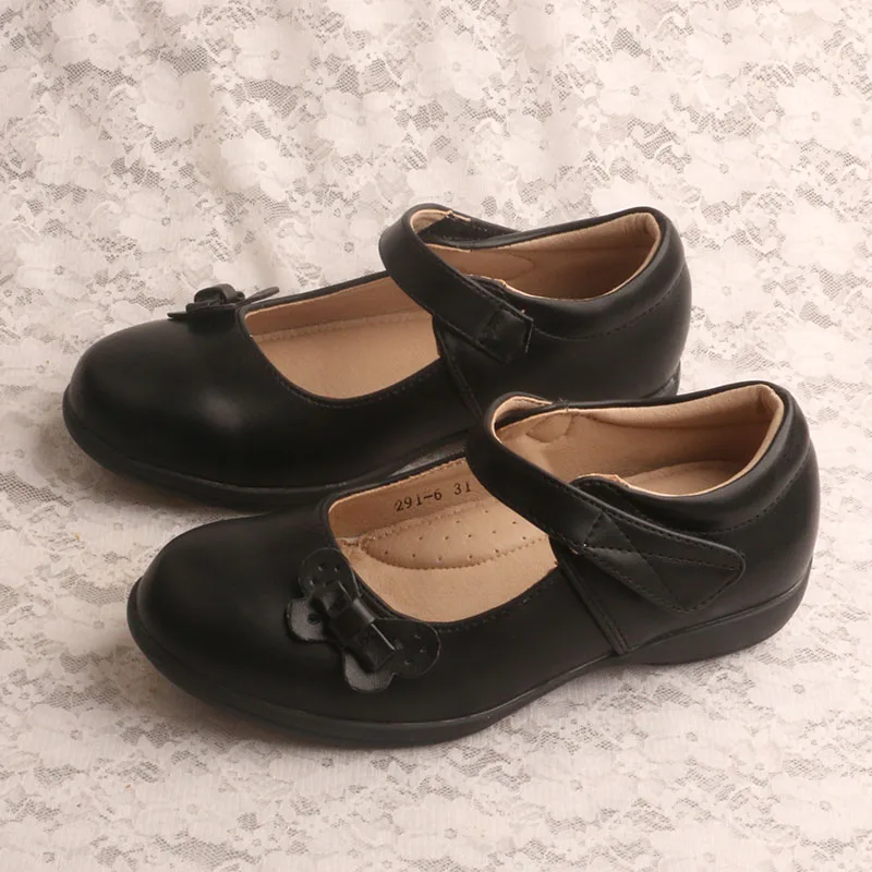 Customized Black Girls Uniform Shoes