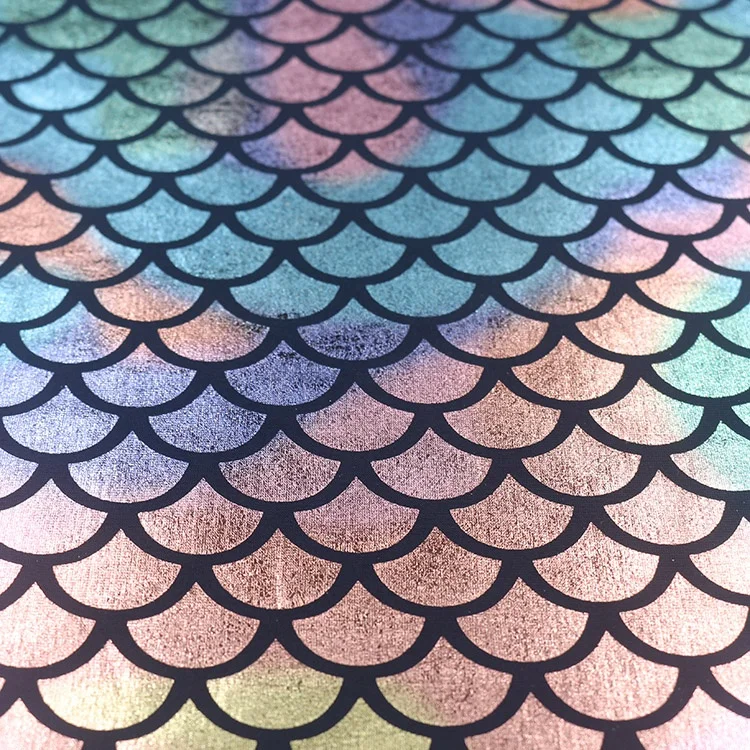 fish scale polyamide elastane foil printing mermaid fabric for swimwear