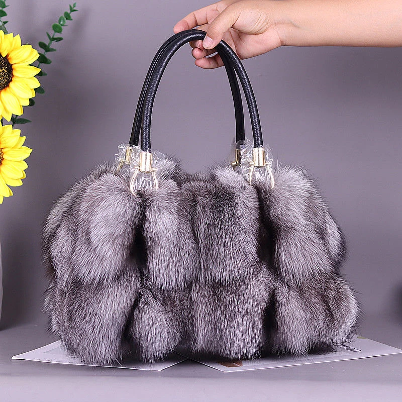 Wholesale Best Match Luxury Real Fox Fur Purses And Handbags For Women
