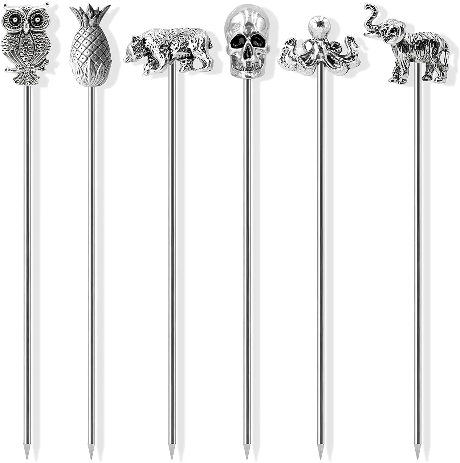 Royal Crown Martini Picks Reusable Toothpicks Garnish Forks Picks Gold silver Metal Cocktail Picks