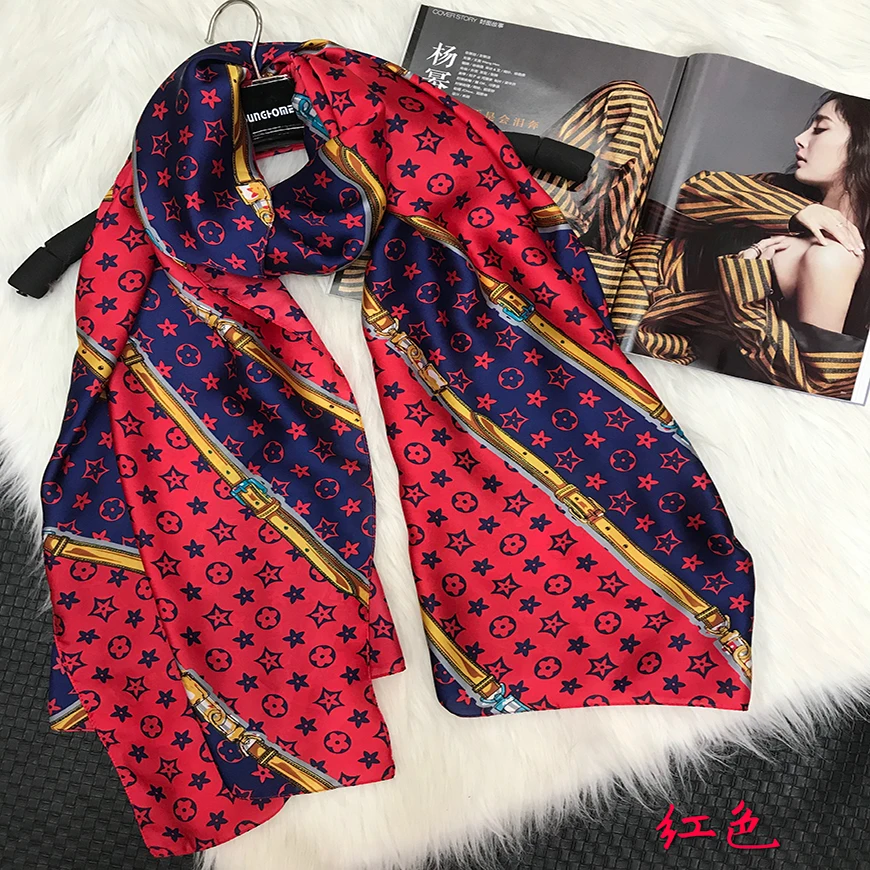 
Perfect Design Printed Logo Digital Twill Women Ladies Scarves Head Wrap Square Satin Muslim Headscarf Silk Scarf 
