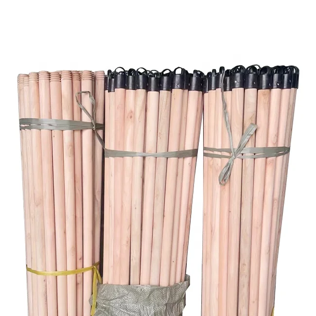 eucalyptus natural color wooden broom stick 120 cm mop handle with screw