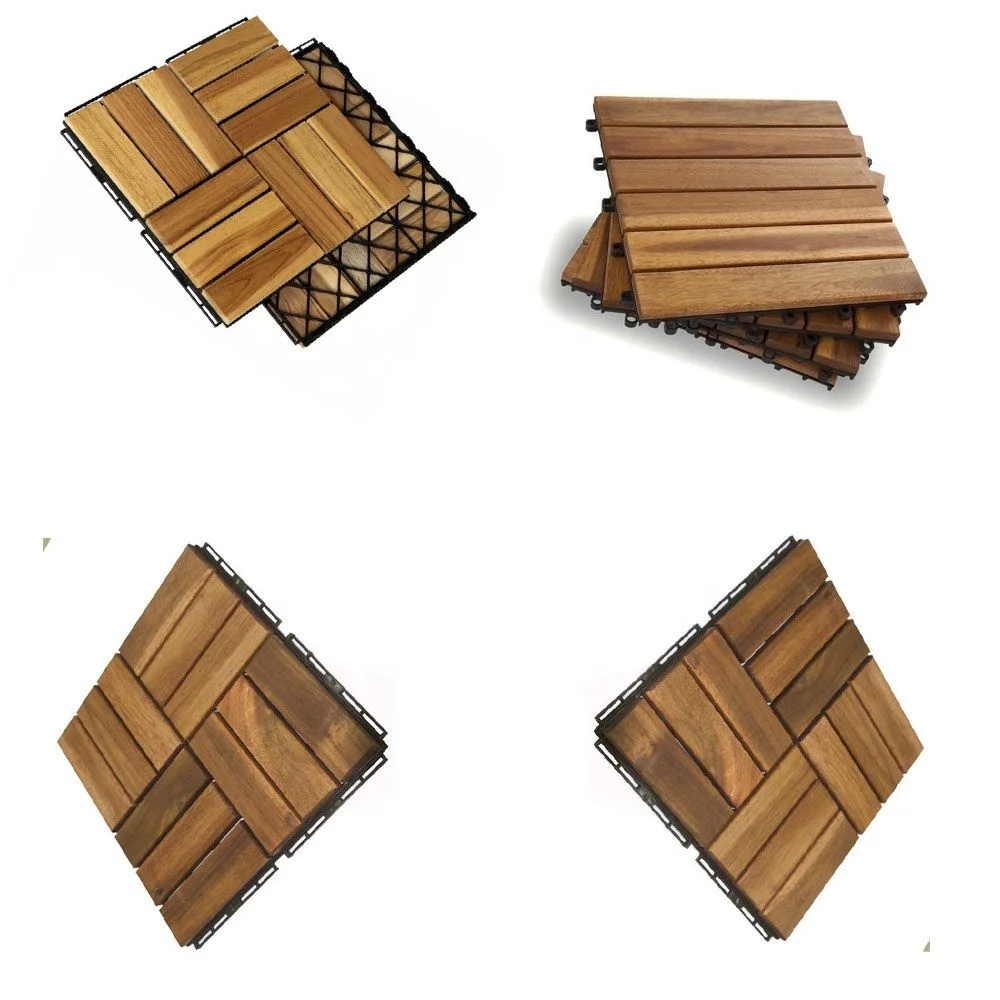Плетеная напольная плитка из дерева акации, пластиковая композитная плетеная напольная плитка B6614
