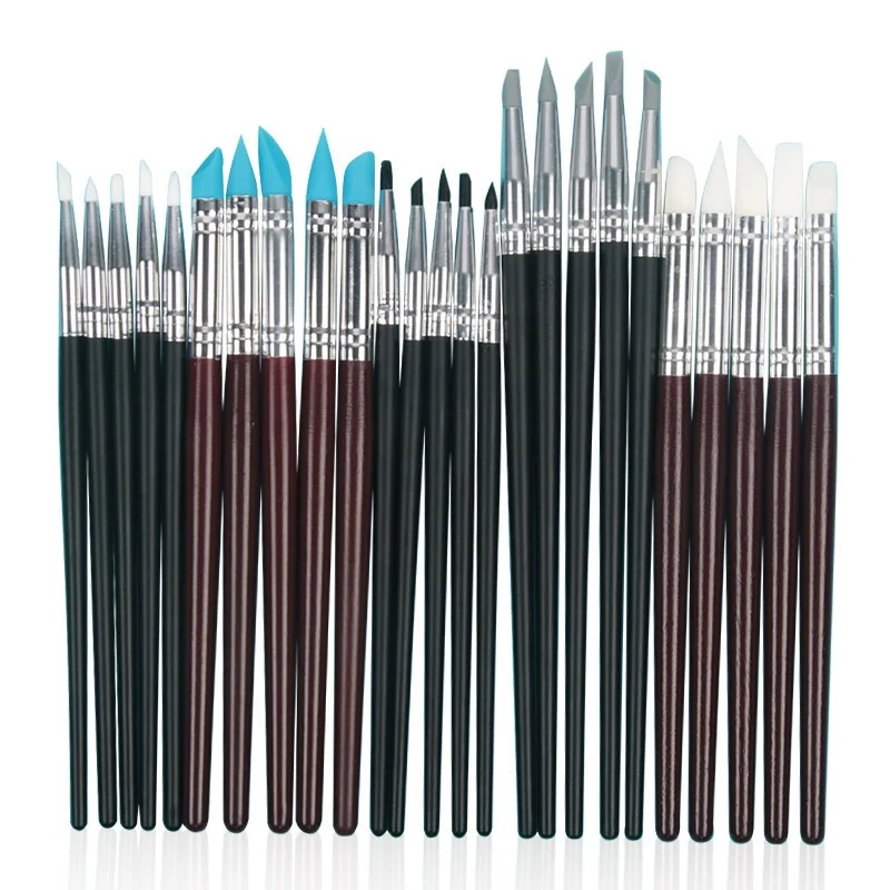 5pcs Silicone Rubber Tip Paint Brushes Set for Craft Nail Pen Brushes Painting Polymer Clay Sculpting Fimo Modelling Tools