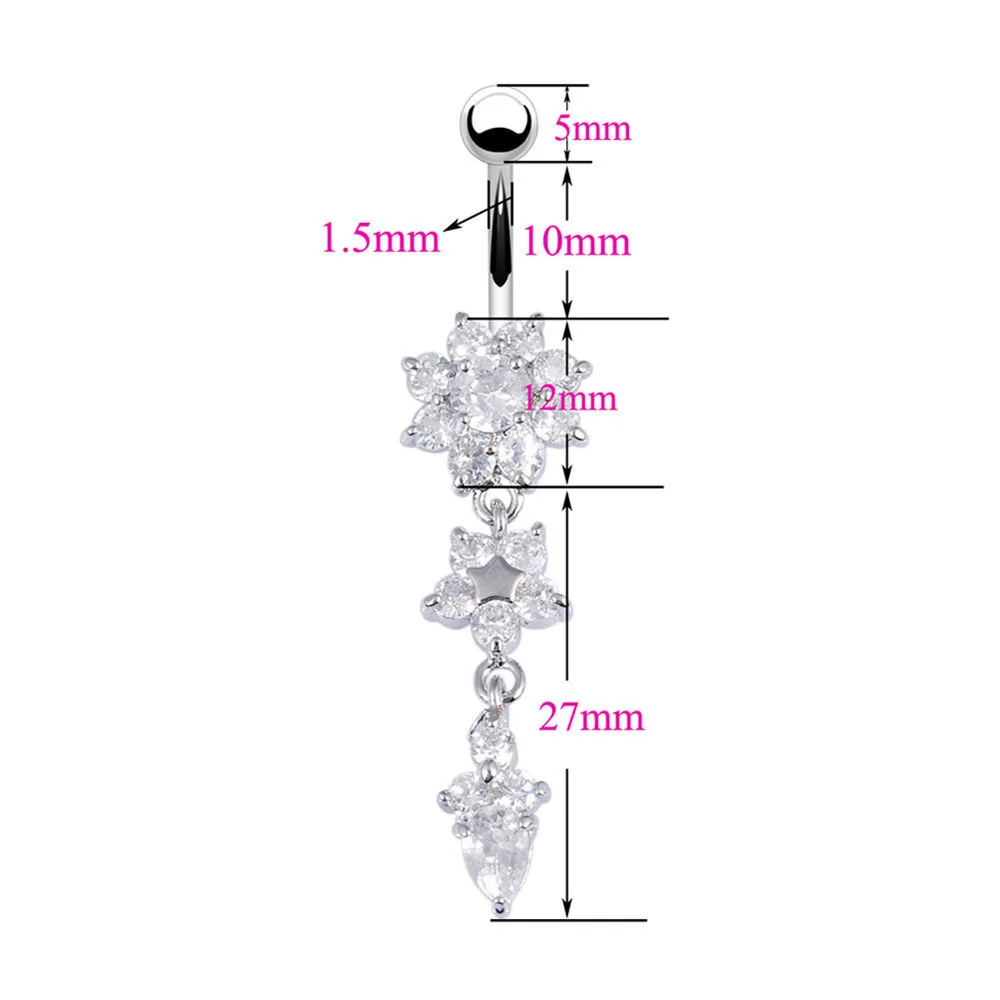 Popular stainless steel piercing body rings flower gold navel ring rose gold belly button ring set body puncture jewelry