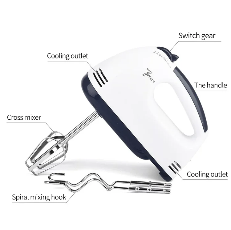 stock Electric Hand Held Food Mixers  Home Kitchen Appliances batidora de mano 7 Speed Flour Dough Cake Egg Beaters Handmixers