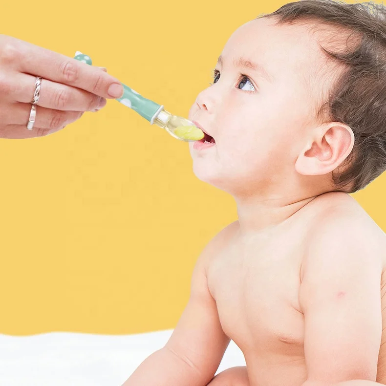 Cartoon Design Soft Kid Spoon BPA Free Silicone Baby Feeding Spoon Non Slip Plastic Handle Baby Silicone Spoons