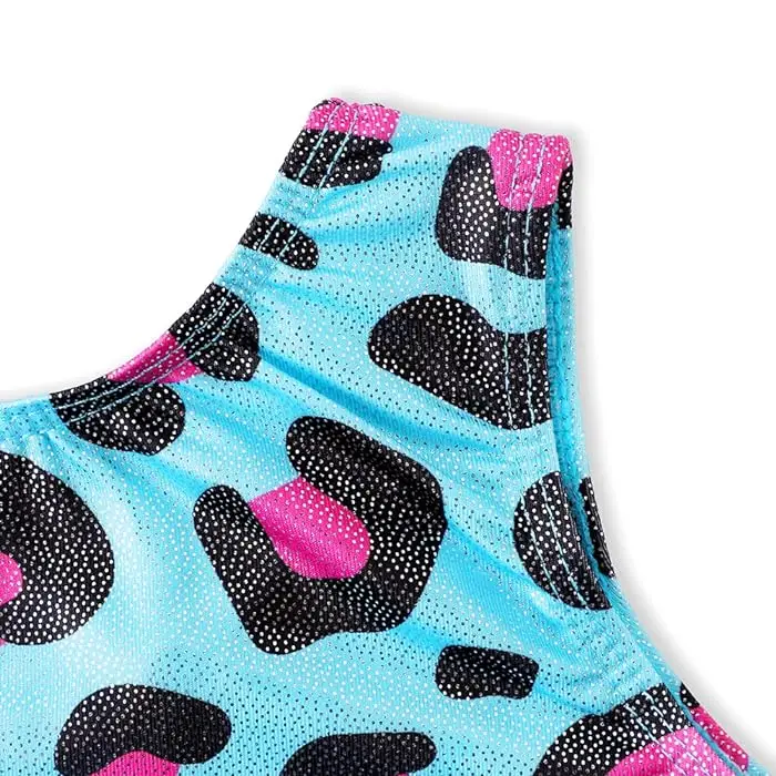 Leotards For Girls Gymnastics Blue  Leopard Green Cheetah Sparkly Sparkle Shiny Outfits Tank Sleeveless Bodysuit Leotard