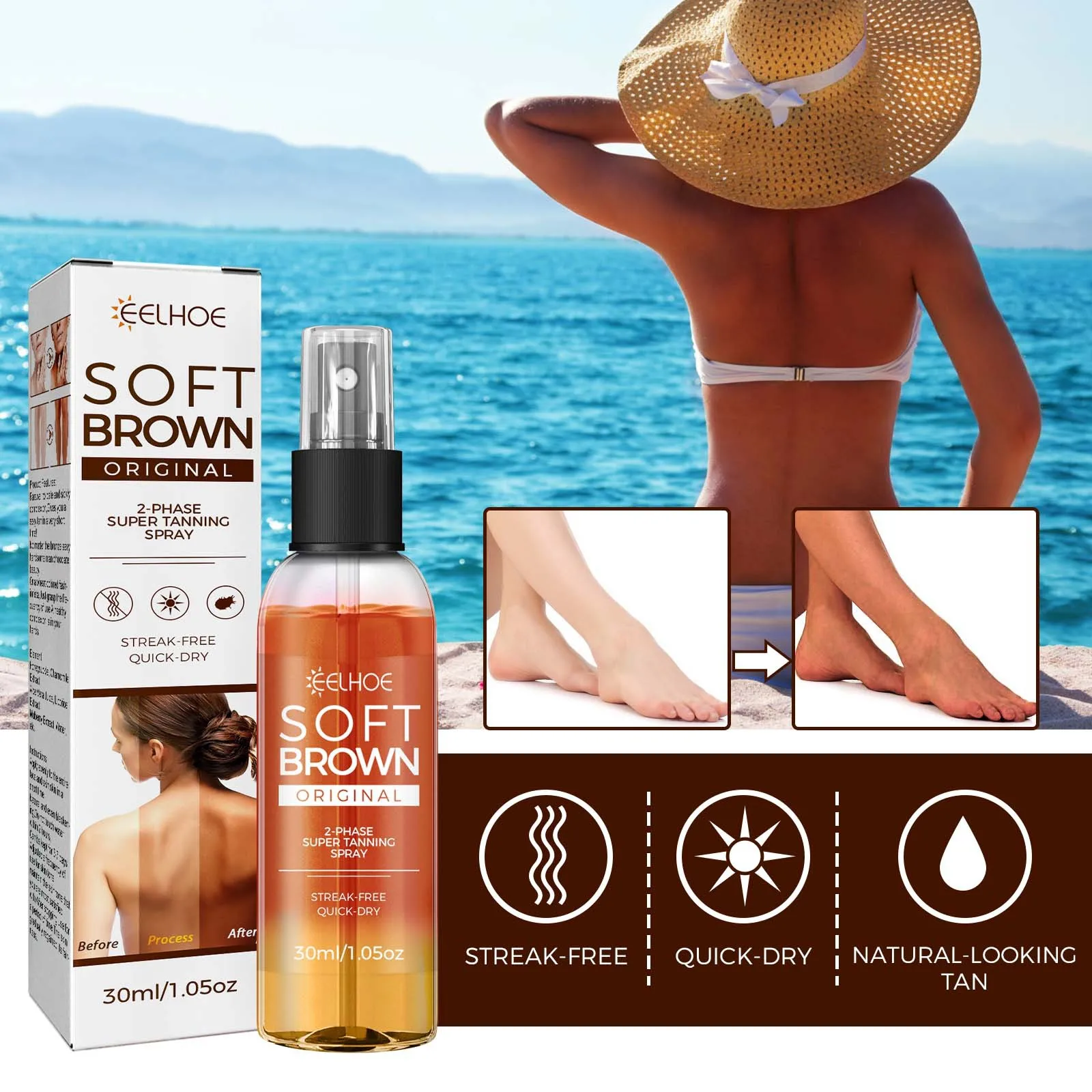 Private Label Dark Face & Body Self Tanner Spray Self Tanning Spray Sunless Tan Solution