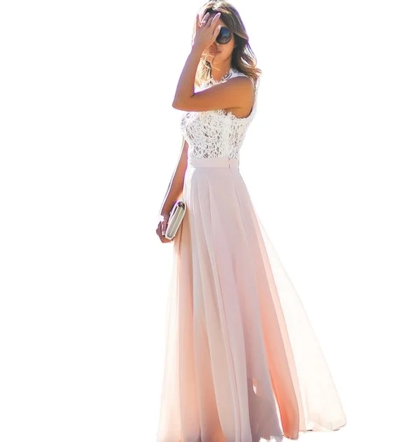 Оптовая продажа Горячие Последние Свадебные Плюс Размер o-образным вырезом дамы элегантные узоры для небесно-голубого сексуальные платья подружек невесты 2021