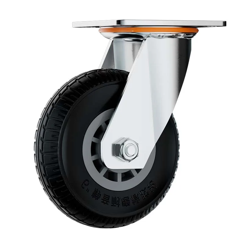 Medium heavy duty industrial fixed/swivel platform trolley black rubber caster wheels 3inch 4inch 5inch 6in 8in