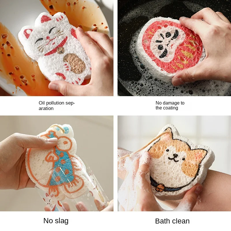 TIGARL Wholesale High Density Dish Washing Nano Wood Pulp Lovely Clean Sponge Magic Natural Cellulose Clean Scrub Sponge New