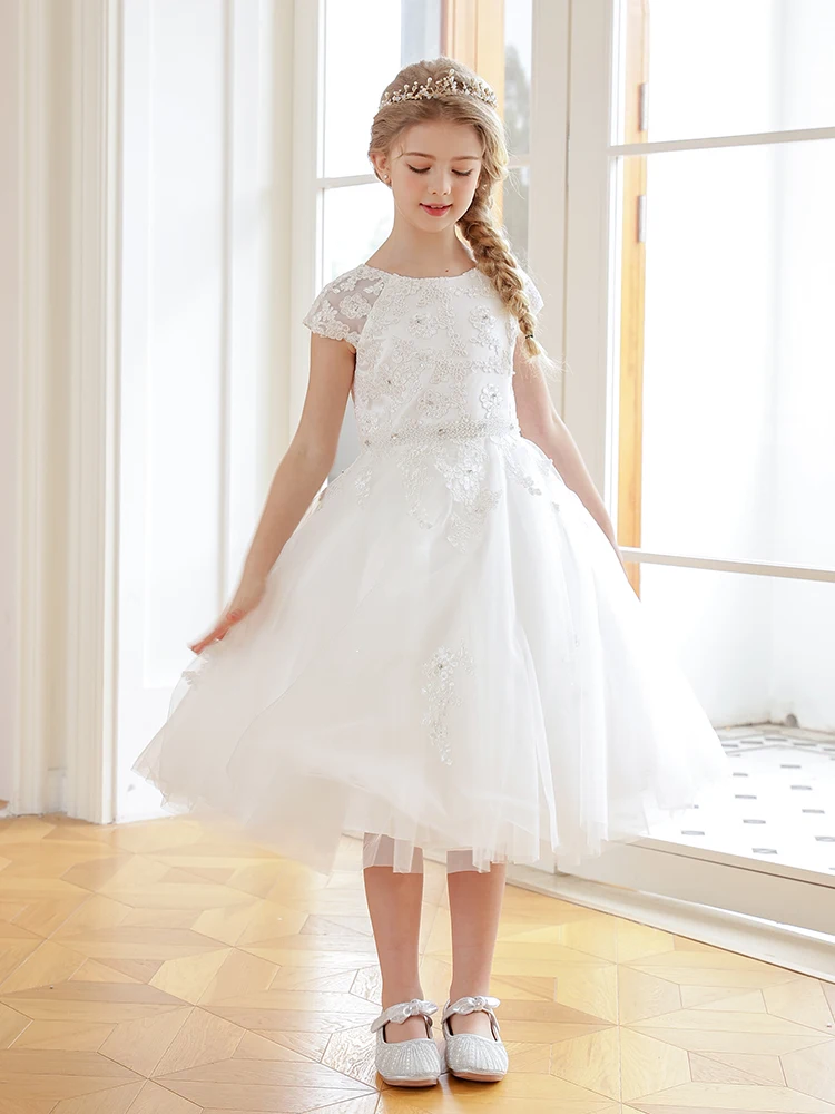 Children Birthday Poncho Summer Flower Girl Wedding Girl Host Piano Performance Princess Dress for Girls