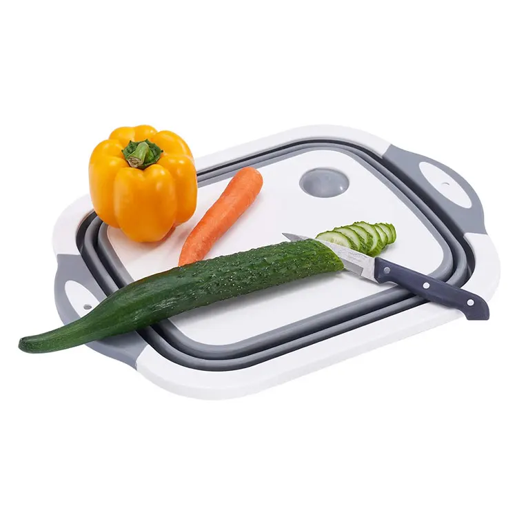 Multifunctional Kitchen Collapsible Cutting Board with Strainer 3 in1 Portable Foldable Cutting Board Foldable Storage Basin