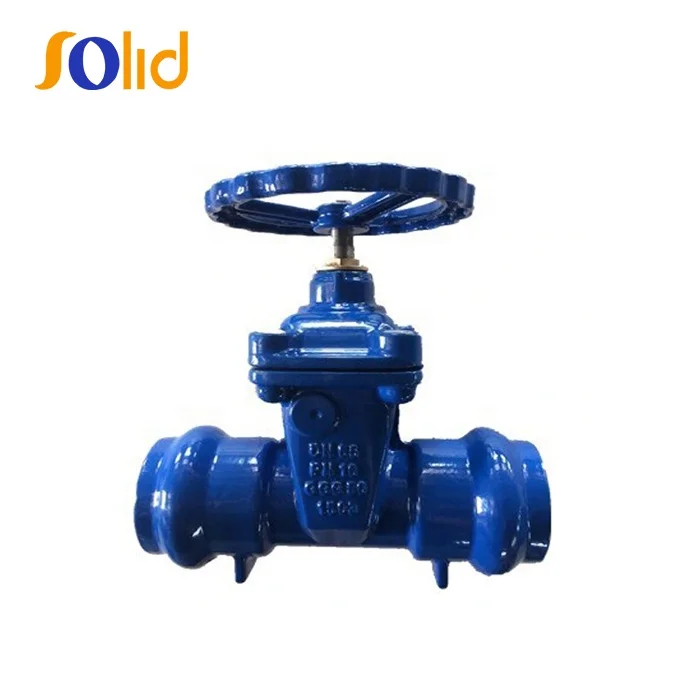 DIN3352 63mm-315mm NRS Hand Wheel Ductile Iron Double Socket  End Gate Valve for PVC Pipe