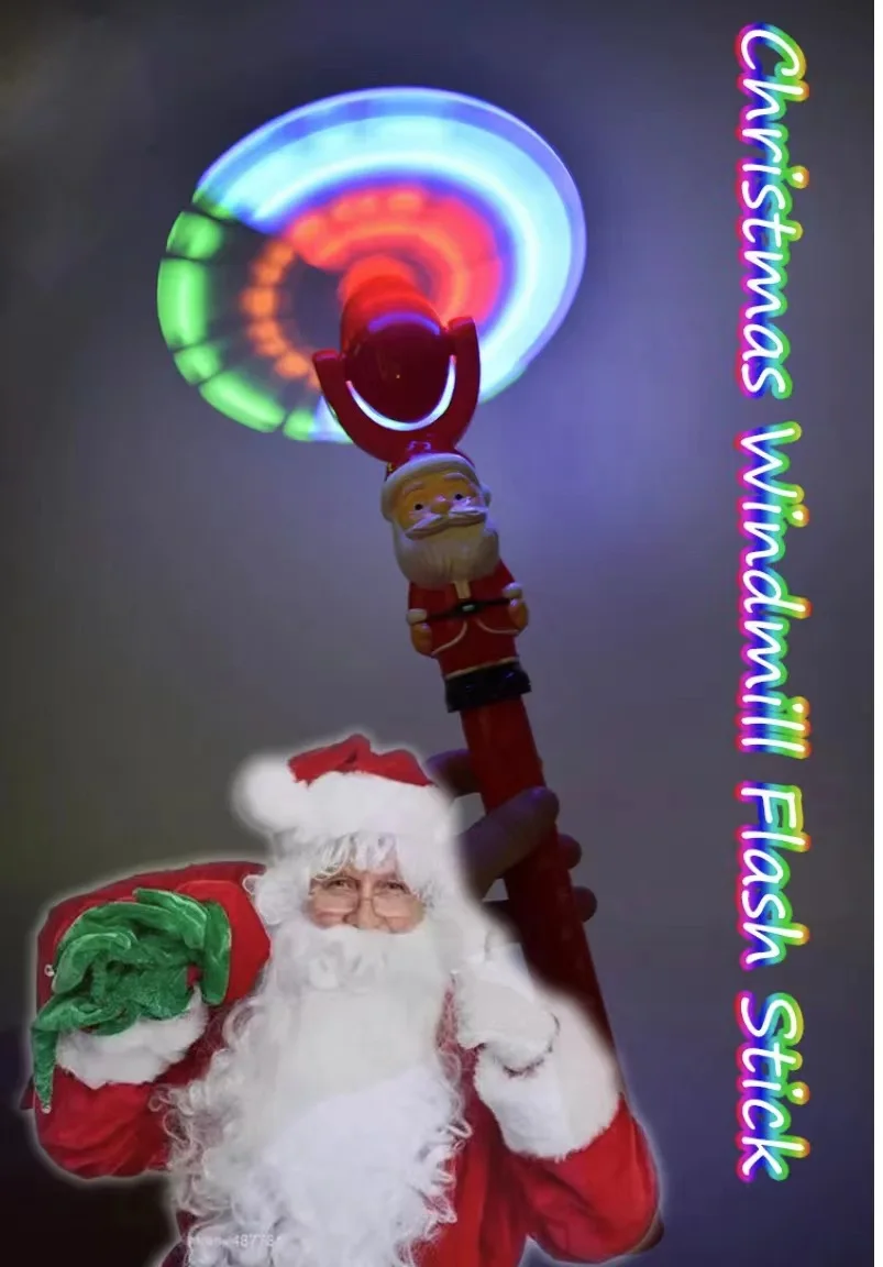 Glowing Toys 2024 Magic Wand Christmas Party Glowing Windmill Glowing Toys LED Flashing Christmas Rotating Windmill Music