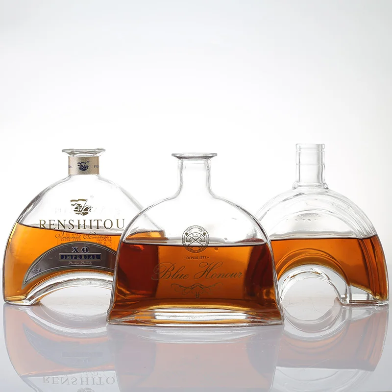 Liquor Bottle Packaging Factory Wholesale OEM ODM 700ml Luxury Whisky Gin Rum Vodka Cognac Brandy Bottle