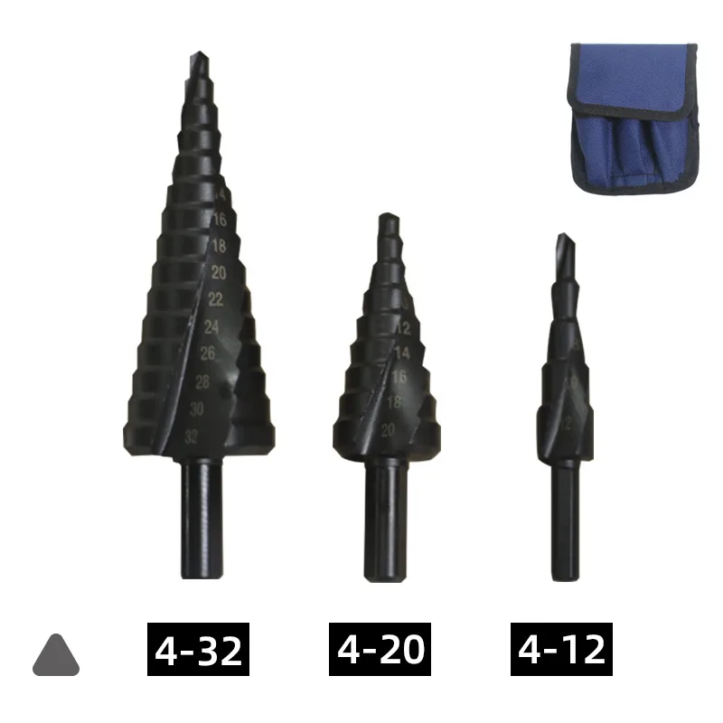 3PCS Quick Change Hex Shank Black Oxide Step Drill Bit Set Drill Bits for Metal Drilling