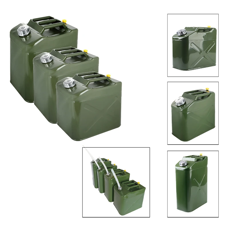 Metal Military Standard Army Green Jerrycan 10 20L 30 litre 40 L 50 60lts Gasoline Diesel Oil Fuel Tank Vertical Style Jerry Can