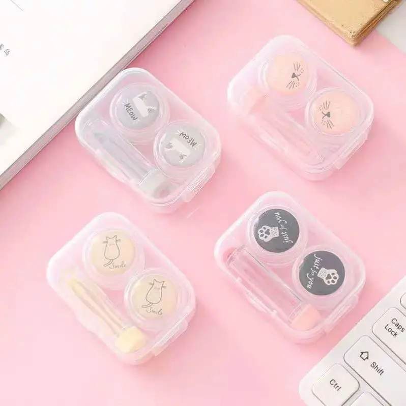 
 2020 New Brand Mini Portable Contact Lens Case Travel Kits Holder Compact Invisible Soak Storage Glasses Storage Box Candy Color  