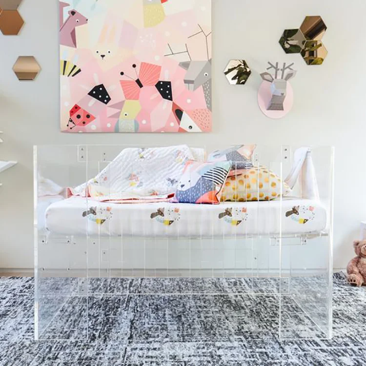 Акриловая детская кроватка, акриловая кровать, прозрачная и современная детская мебель lucite, ПММА кровать