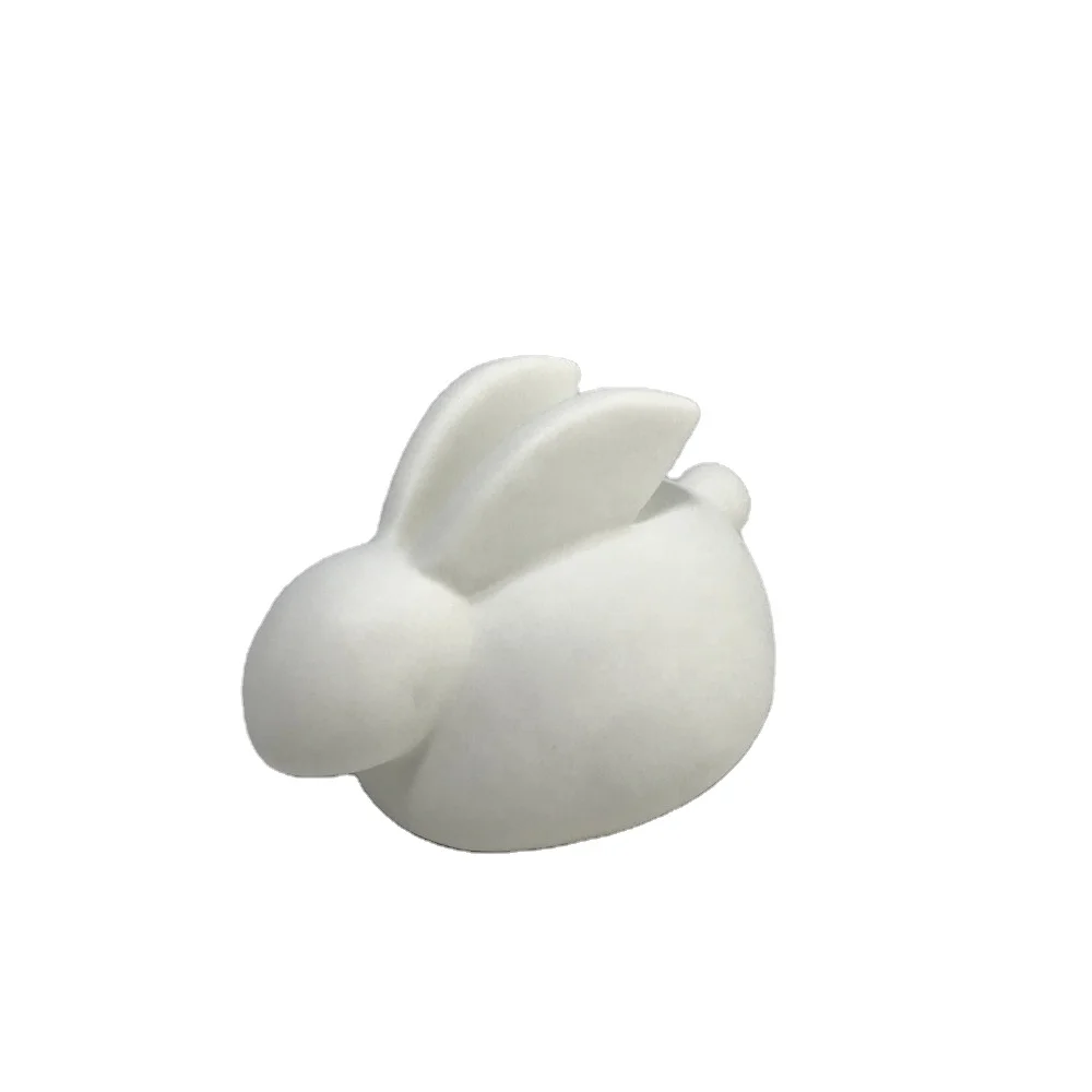 Ceramic rabbit LED night light translucent porcelain lamp