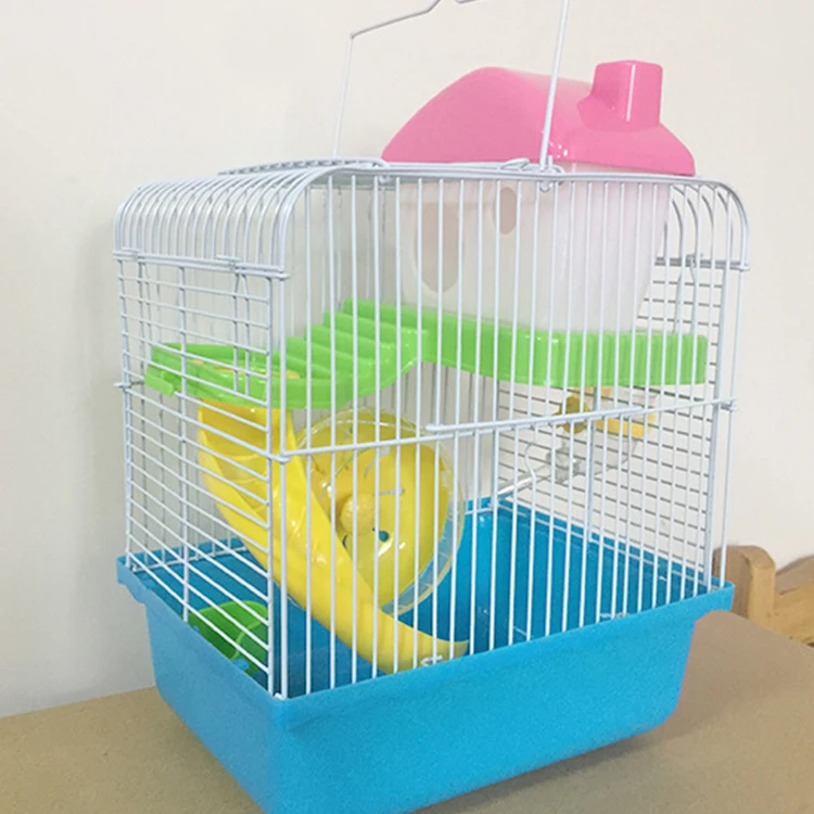 
folding transportation portable travel plastics hamster guinea pig breeding cage with acliryc tube castle 