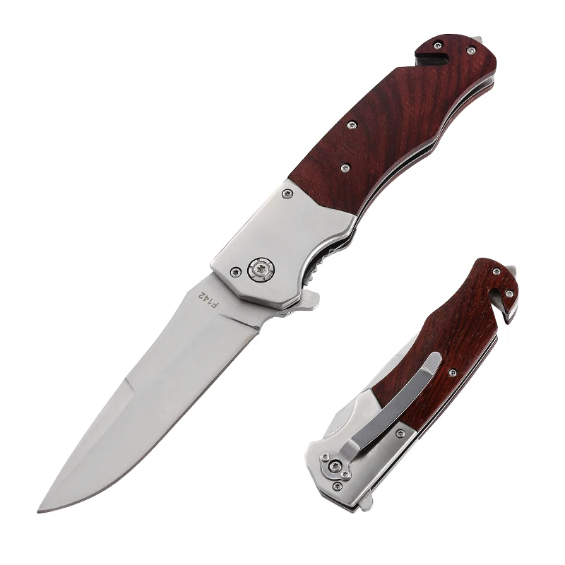 Customized Pocket Knife Folding Knife for Engraved on Wood Handle Outdoor Camping Tactical Survival Hunting Knife