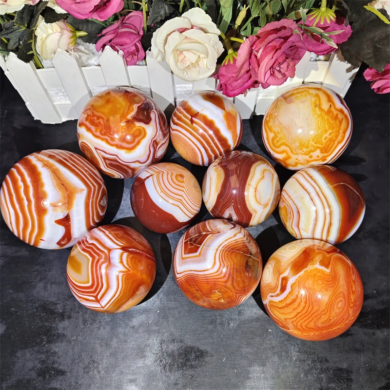 Wholesale Natural Crystal Healing Stones Sardonyx Agate Sphere Carnelian Ball for Decoration