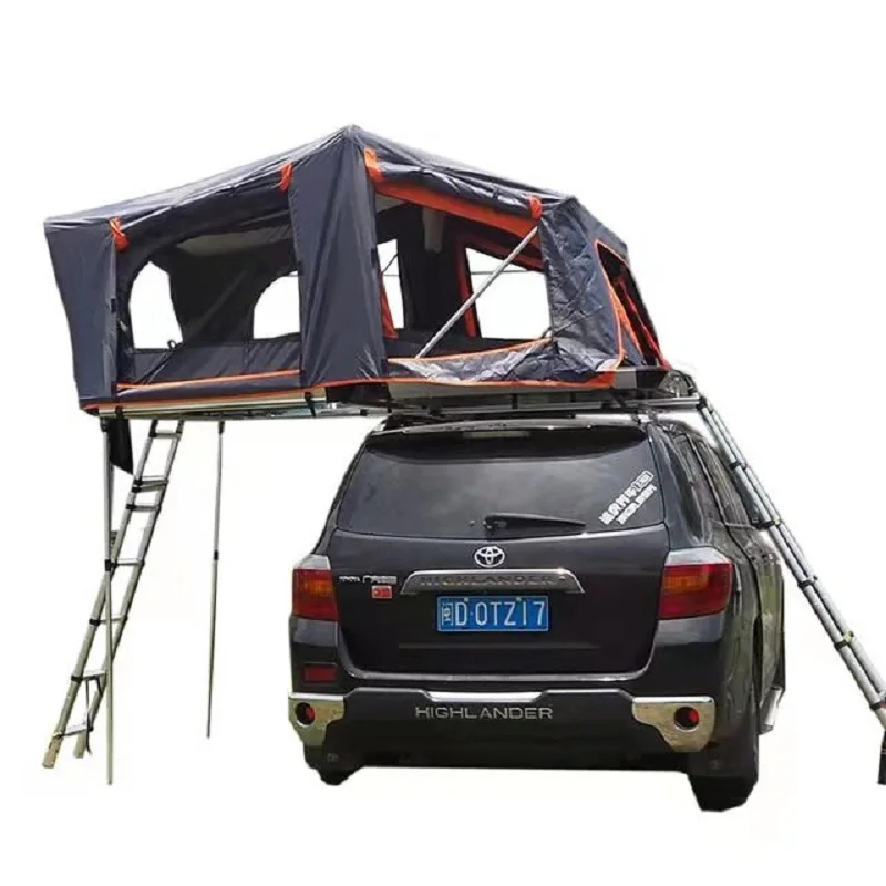 Factory customized 4 person folding overland trailer car hard shell roof top tents camping auto camper of family