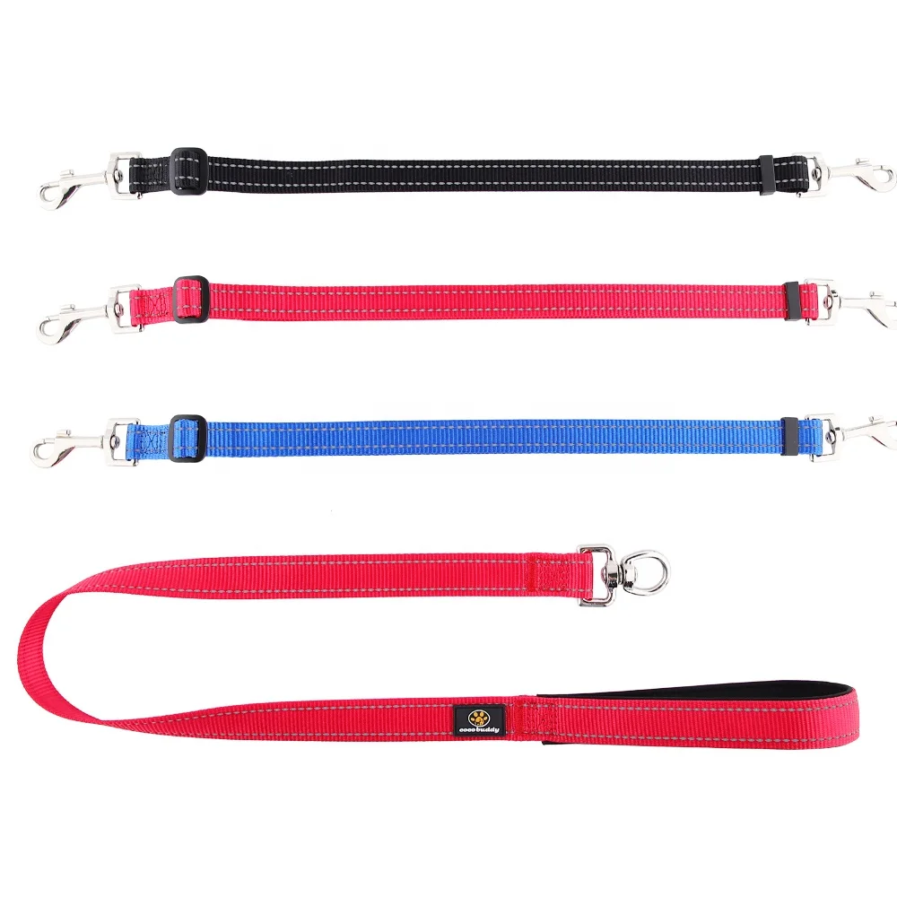 Hot Sales Custom Pet Dog Leash Reflective Strip Design 3 Traction Head Nylon Dog Leash Easy Control 3 Dogs
