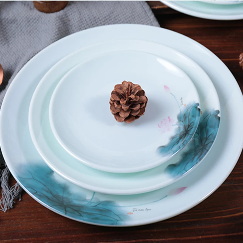  Wholesale Chinese Plastic Melamine Dinnerware Dinner Plate Sets Plated Tableware Lotus