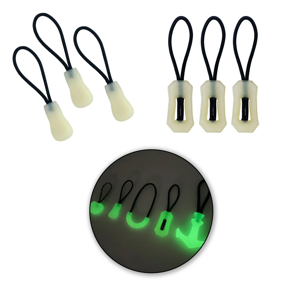 Free Sample Luminous Zipper Puller Plastic Rope Zipper Rubber Puller For Fashion Jacket