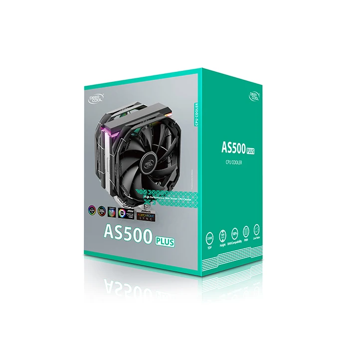 Новый кулер для охлаждения процессора Deepcool AS500 PLUS с RGB подсветкой компьютерный AMD AM4/Intel LGA 1200 1151 1155