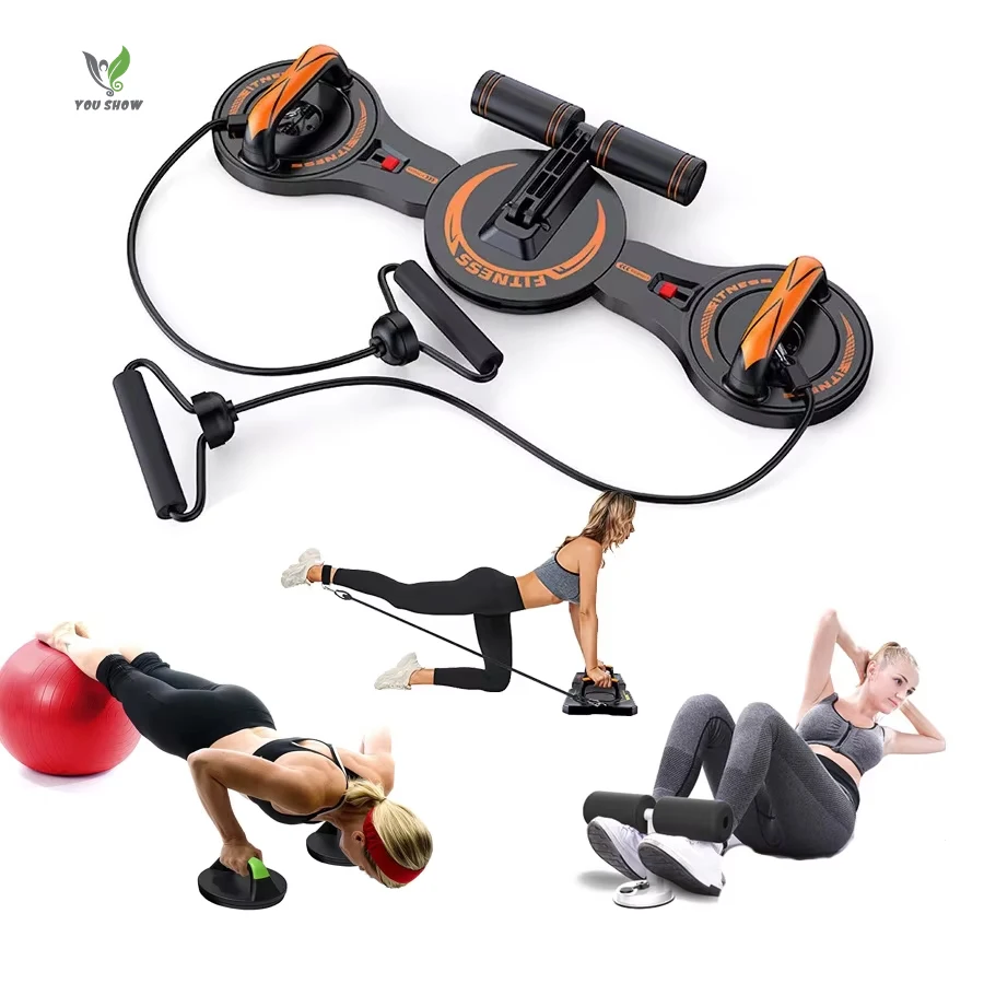 Home Gym Multi-functional Trainer Push up Board, Sit up Bar, Push-up Handles Set with Elastic Resistance Bands