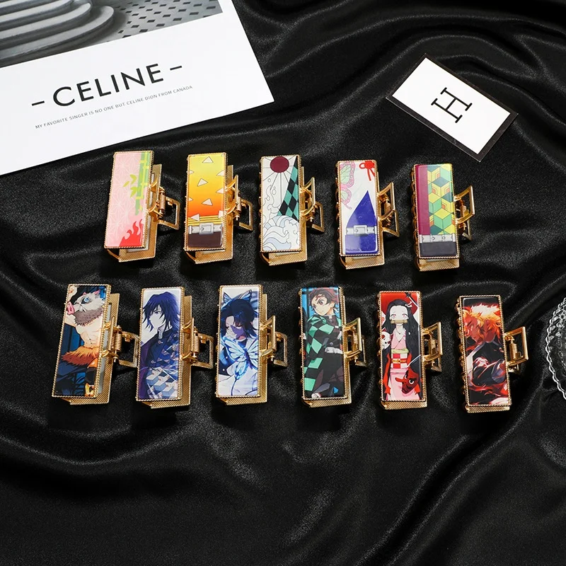 Demon Slayer Kamado Tanjirou Head Horsetail Clip Hair Accessories Japanese Anime Cartoon Character Kamado Nezuko Hairclip Metal