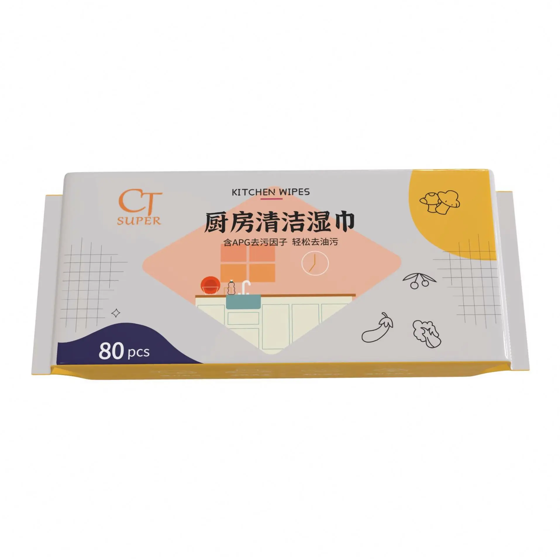 White Super Grease Fruit Lemon Hand Vitamin C Food Wipe Kitchen Wet Tissue 200 Shenzhen Towelette