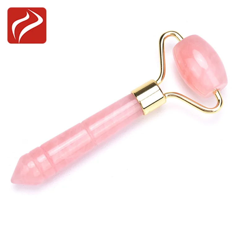 Handheld Rose Quartz Jade Roller Beauty Facial Massage Tool Rose Jade Roller