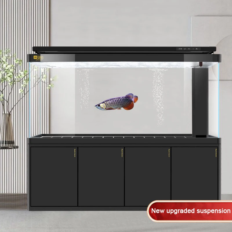 New Medium and Large Fish Tank Widened Dragon Fish Large Aquarium Bottom Filter Glass Home Decoration White Tank 3 Case Glass